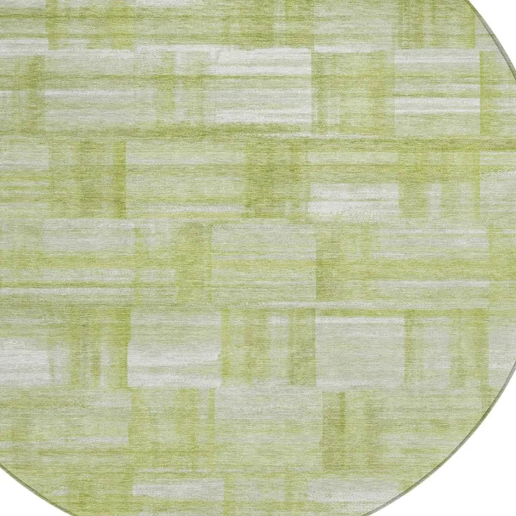 8' Green And Fern Green Round Striped Washable Indoor Outdoor Area Rug Homeroots Outdoor