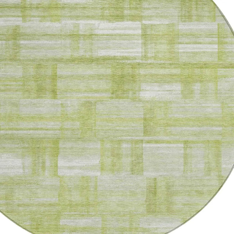 8' Green And Fern Green Round Striped Washable Indoor Outdoor Area Rug Homeroots Outdoor