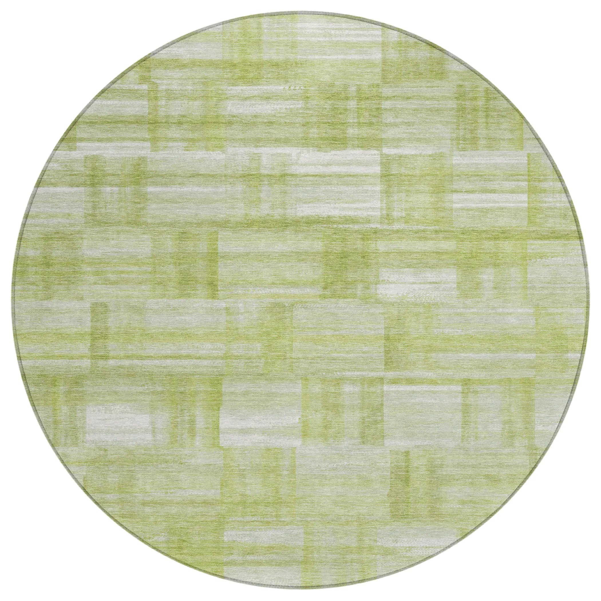 8' Green And Fern Green Round Striped Washable Indoor Outdoor Area Rug Homeroots Outdoor