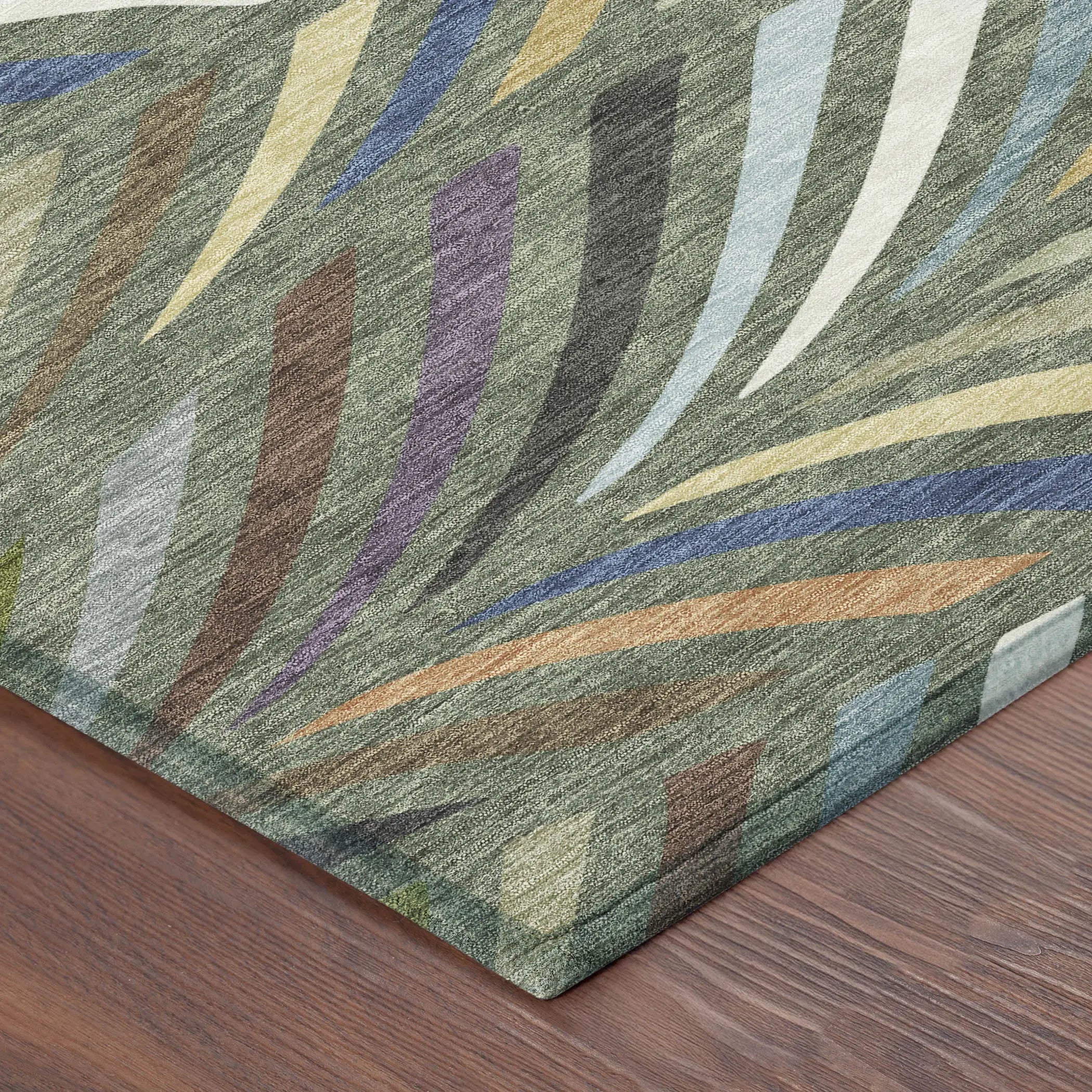 8' Green And Gold Round Abstract Washable Indoor Outdoor Area Rug Homeroots Outdoor