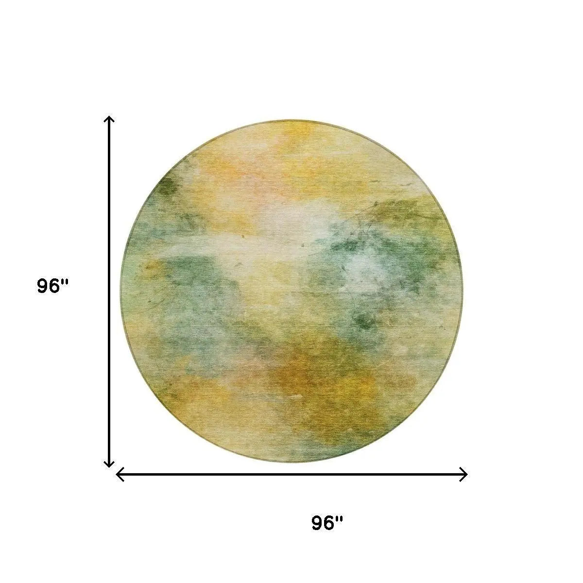 8' Green And Gold Round Abstract Washable Indoor Outdoor Area Rug Homeroots Outdoor