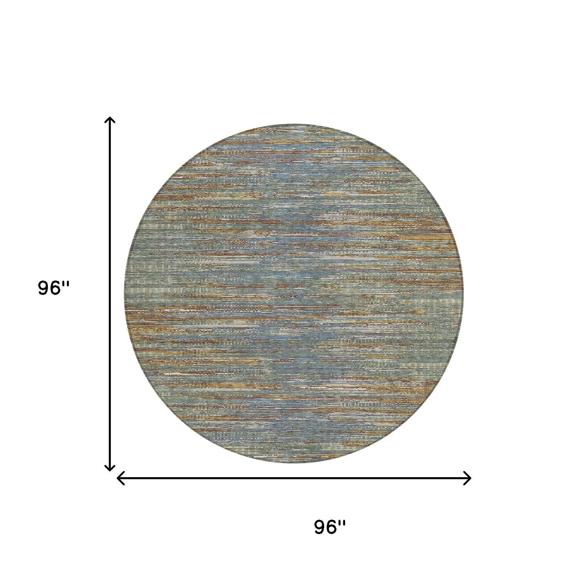 8' Green And Gray Round Abstract Washable Indoor Outdoor Area Rug Homeroots Outdoor