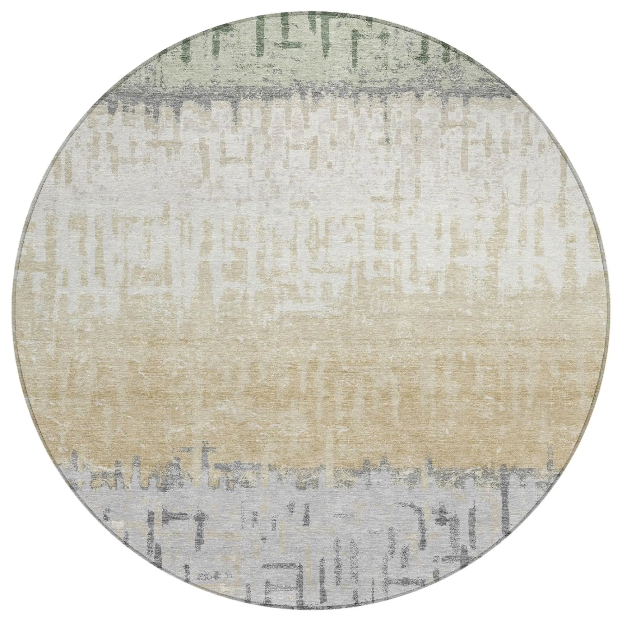 8' Green And Gray Round Striped Washable Indoor Outdoor Area Rug Homeroots Outdoor