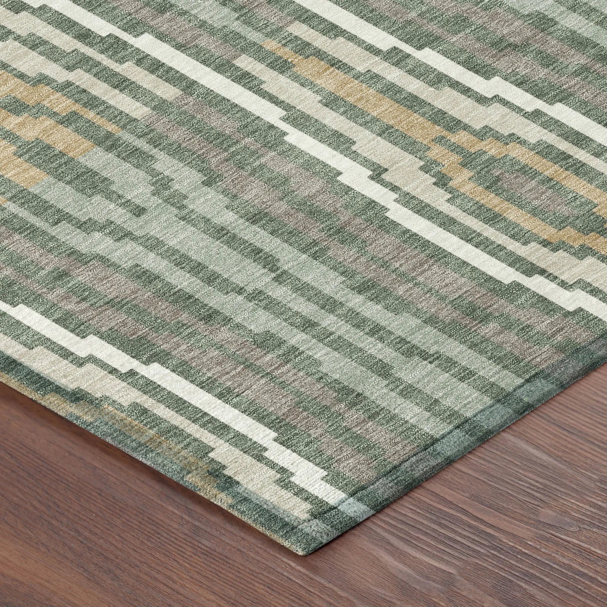 8' Green And Ivory Round Abstract Washable Indoor Outdoor Area Rug Homeroots Outdoor