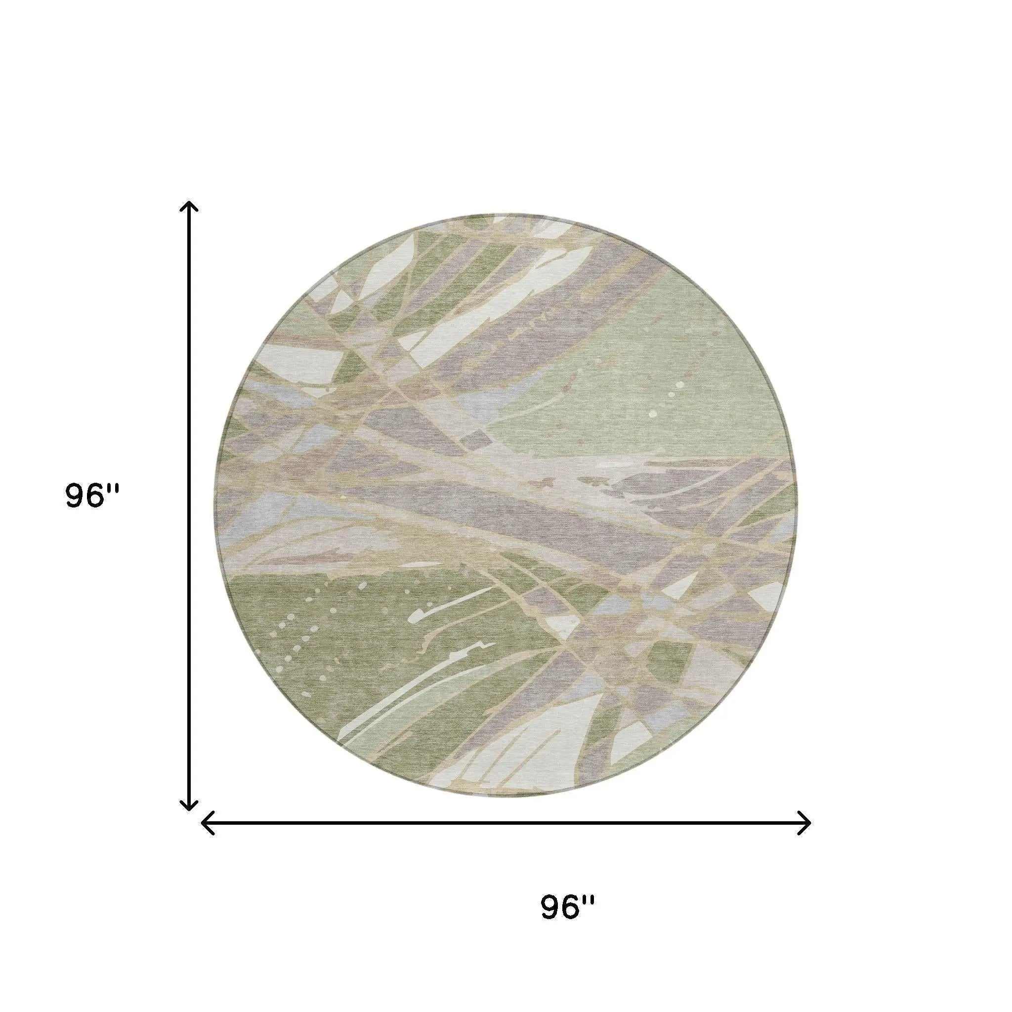 8' Green And Ivory Round Abstract Washable Indoor Outdoor Area Rug Homeroots Outdoor