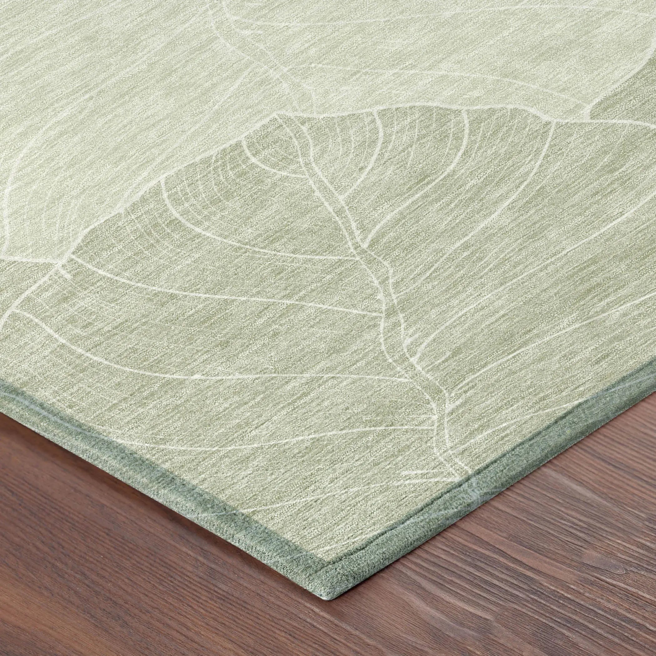 8' Green And Ivory Round Floral Washable Indoor Outdoor Area Rug Homeroots Outdoor