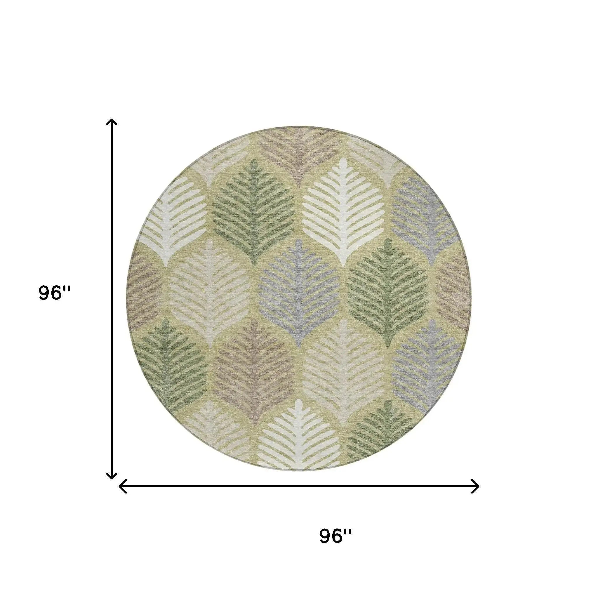8' Green And Ivory Round Floral Washable Indoor Outdoor Area Rug Homeroots Outdoor