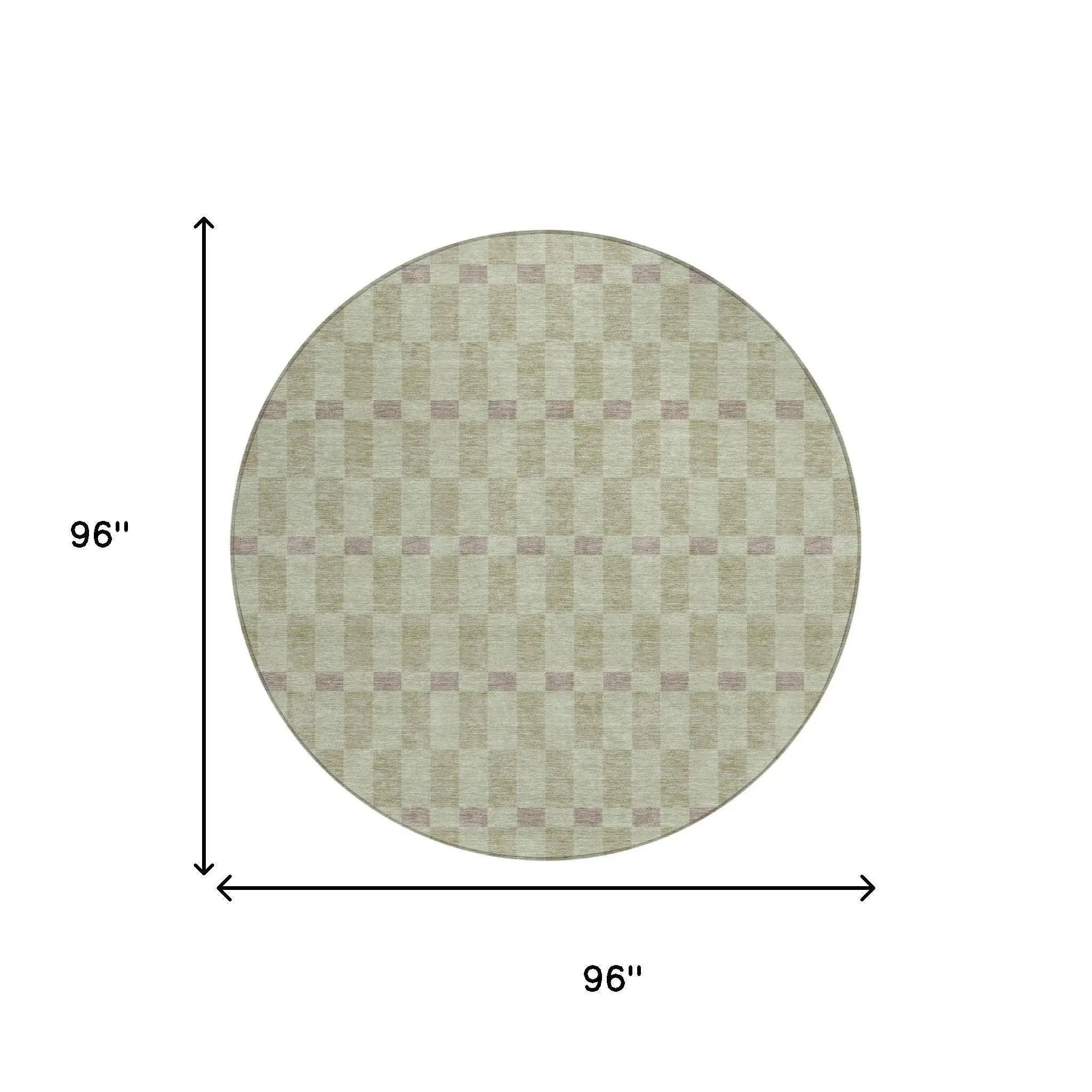8' Green And Khaki Round Geometric Washable Indoor Outdoor Area Rug Homeroots Outdoor