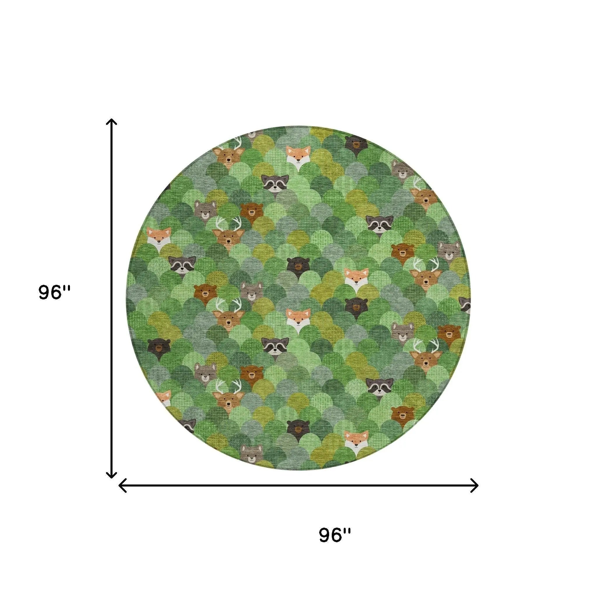 8' Green And Olive Green Round Cactus Washable Indoor Outdoor Area Rug Homeroots Outdoor