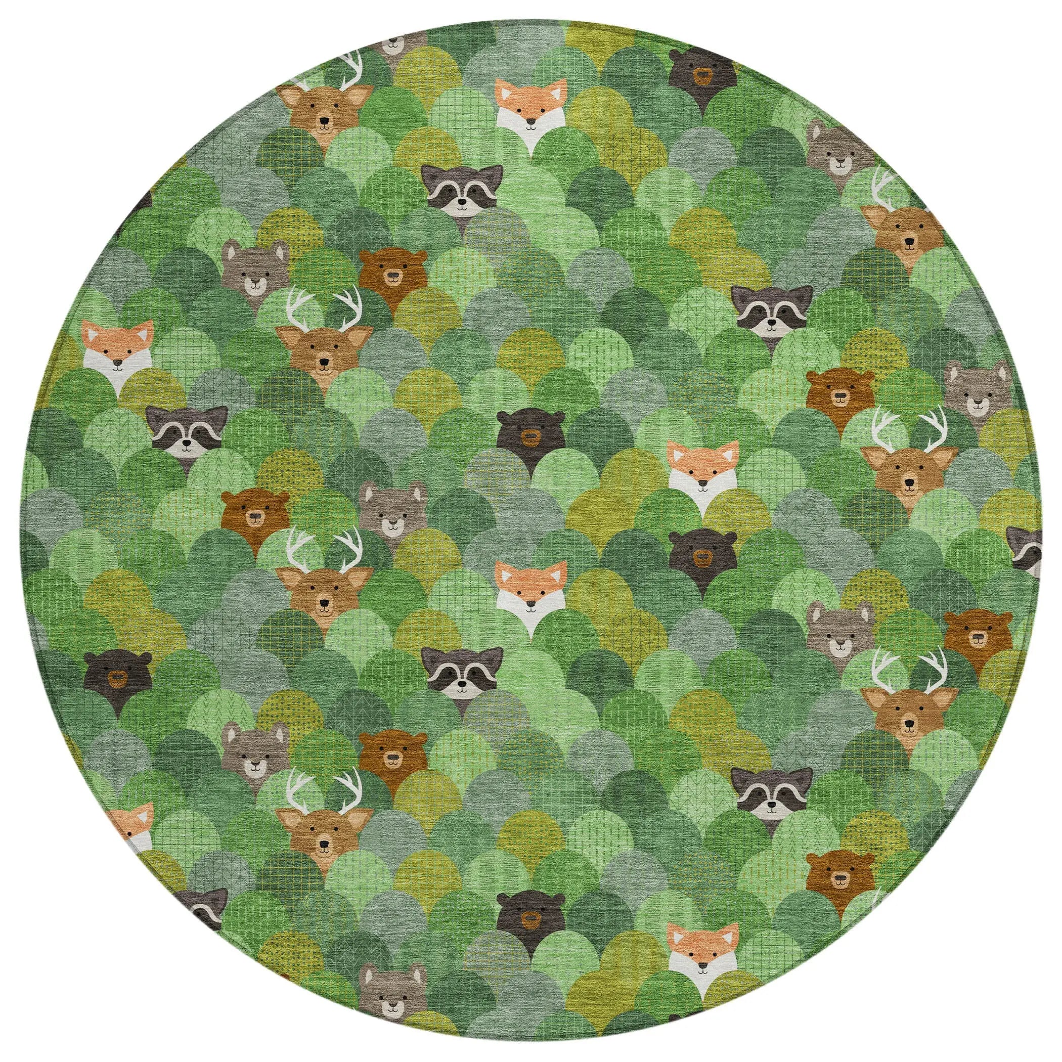 8' Green And Olive Green Round Cactus Washable Indoor Outdoor Area Rug Homeroots Outdoor