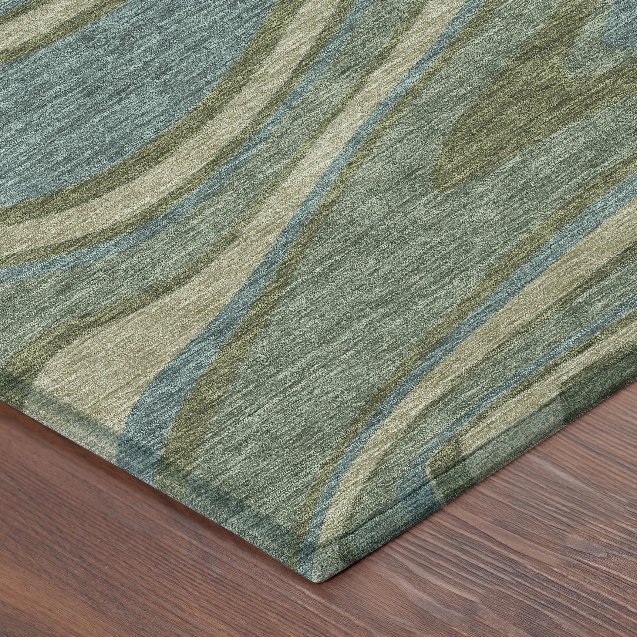 8' Green And Sage Round Abstract Washable Indoor Outdoor Area Rug Homeroots Outdoor