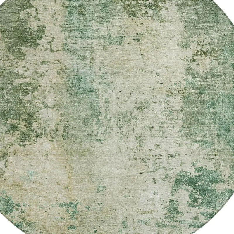 8' Green And Sage Round Abstract Washable Indoor Outdoor Area Rug Homeroots Outdoor