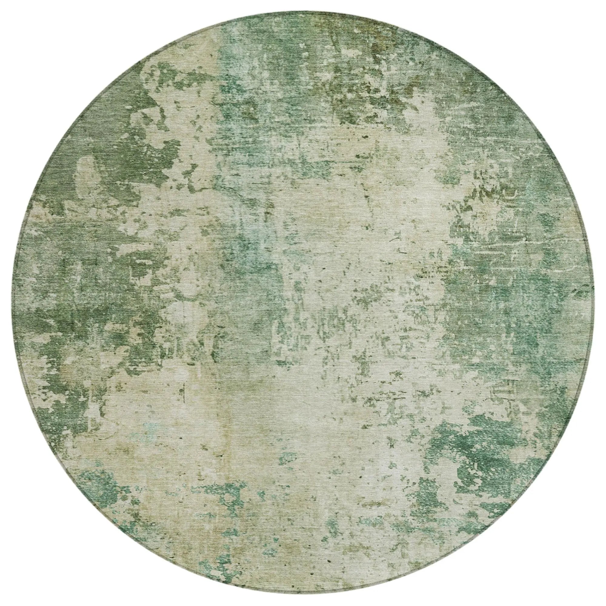 8' Green And Sage Round Abstract Washable Indoor Outdoor Area Rug Homeroots Outdoor