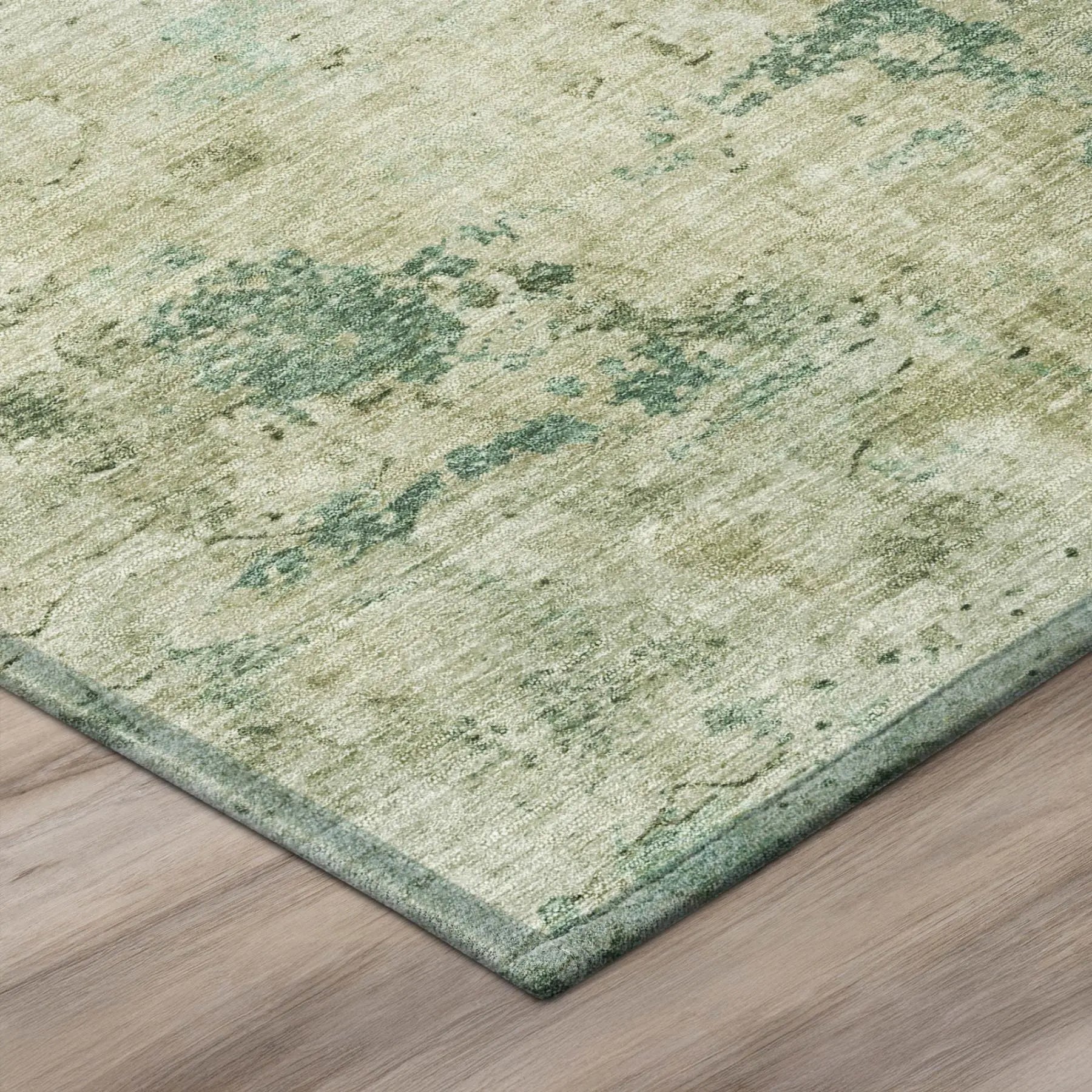 8' Green And Sage Round Abstract Washable Indoor Outdoor Area Rug Homeroots Outdoor