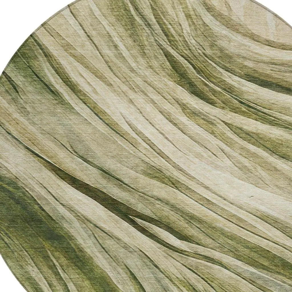 8' Green And Sage Round Abstract Washable Indoor Outdoor Area Rug Homeroots Outdoor