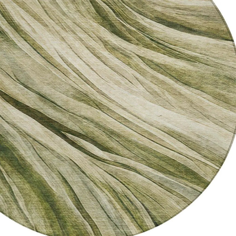8' Green And Sage Round Abstract Washable Indoor Outdoor Area Rug Homeroots Outdoor