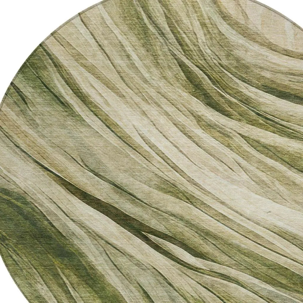 8' Green And Sage Round Abstract Washable Indoor Outdoor Area Rug Homeroots Outdoor