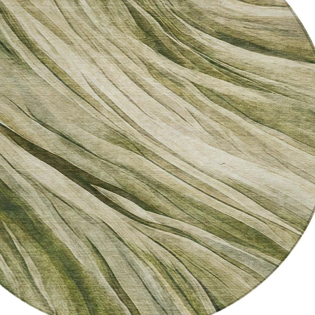 8' Green And Sage Round Abstract Washable Indoor Outdoor Area Rug Homeroots Outdoor