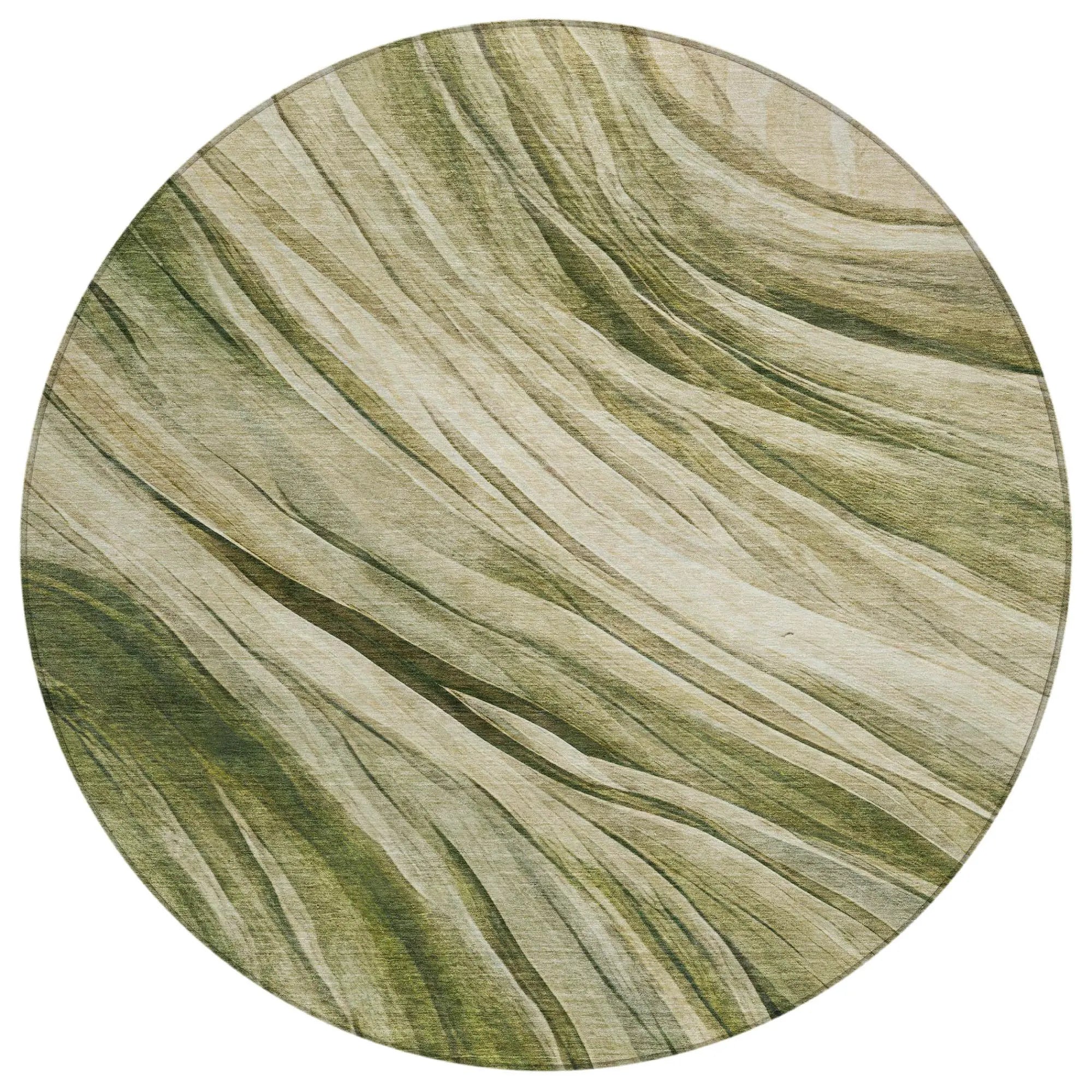 8' Green And Sage Round Abstract Washable Indoor Outdoor Area Rug Homeroots Outdoor