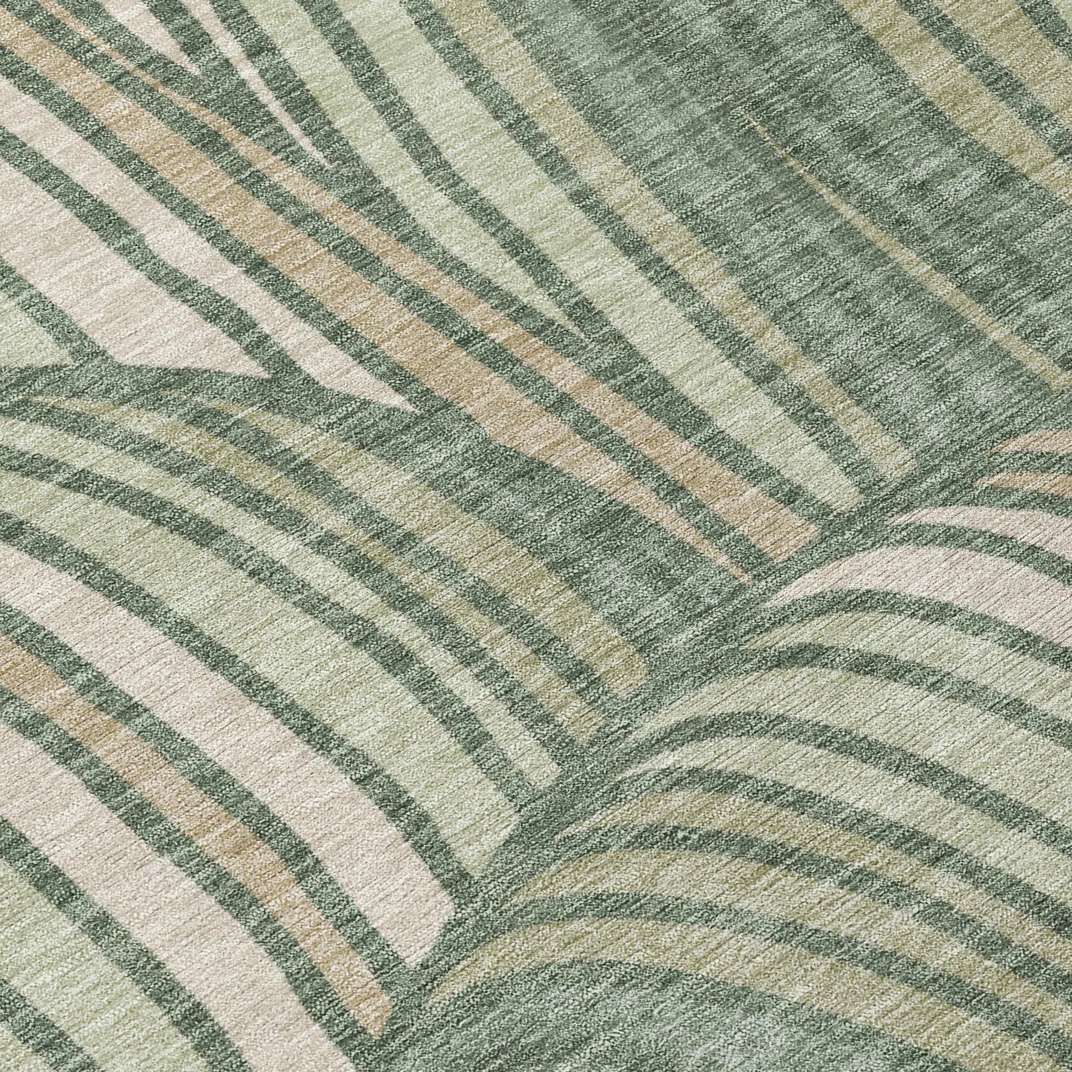 8' Green And Sage Round Abstract Washable Indoor Outdoor Area Rug Homeroots Outdoor