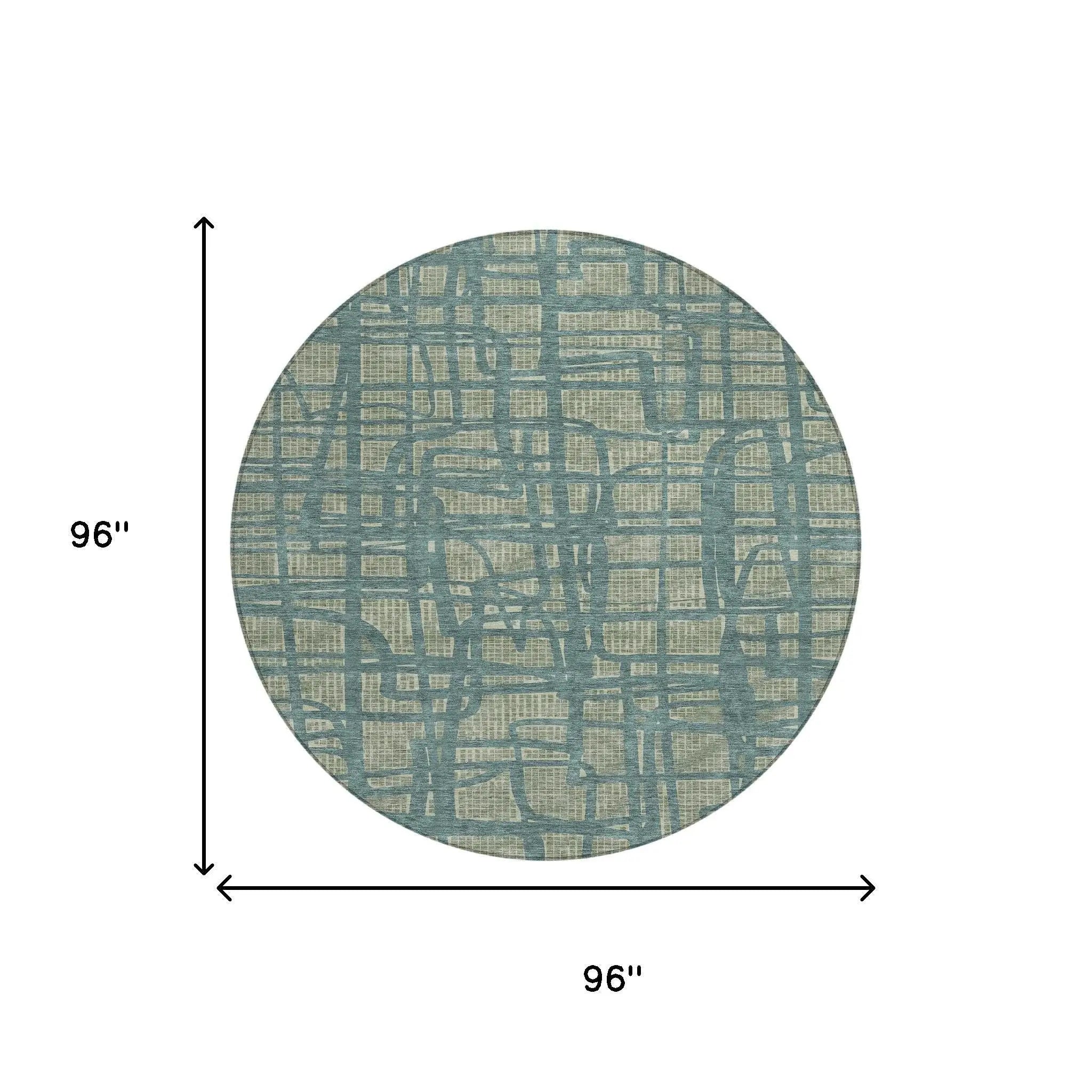 8' Green And Sage Round Abstract Washable Indoor Outdoor Area Rug Homeroots Outdoor
