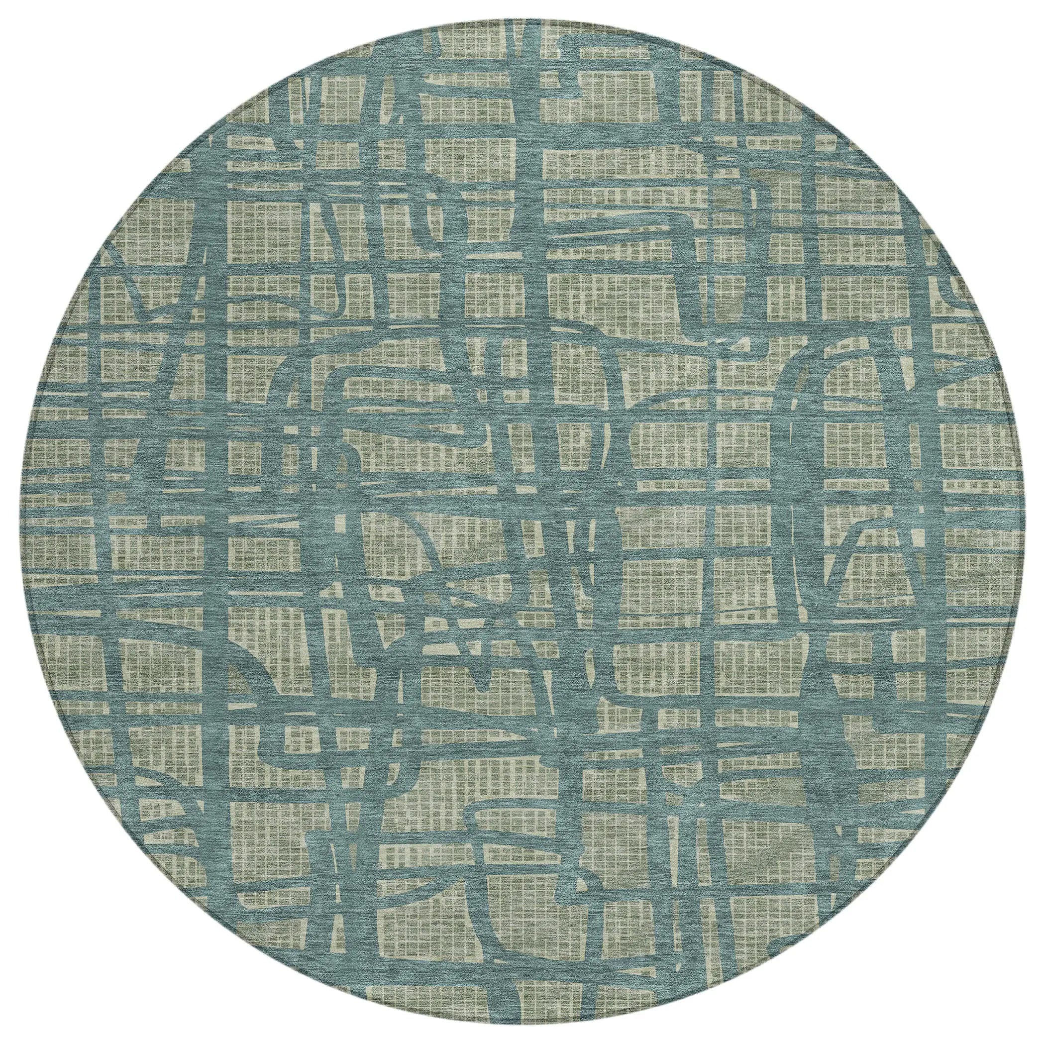 8' Green And Sage Round Abstract Washable Indoor Outdoor Area Rug Homeroots Outdoor
