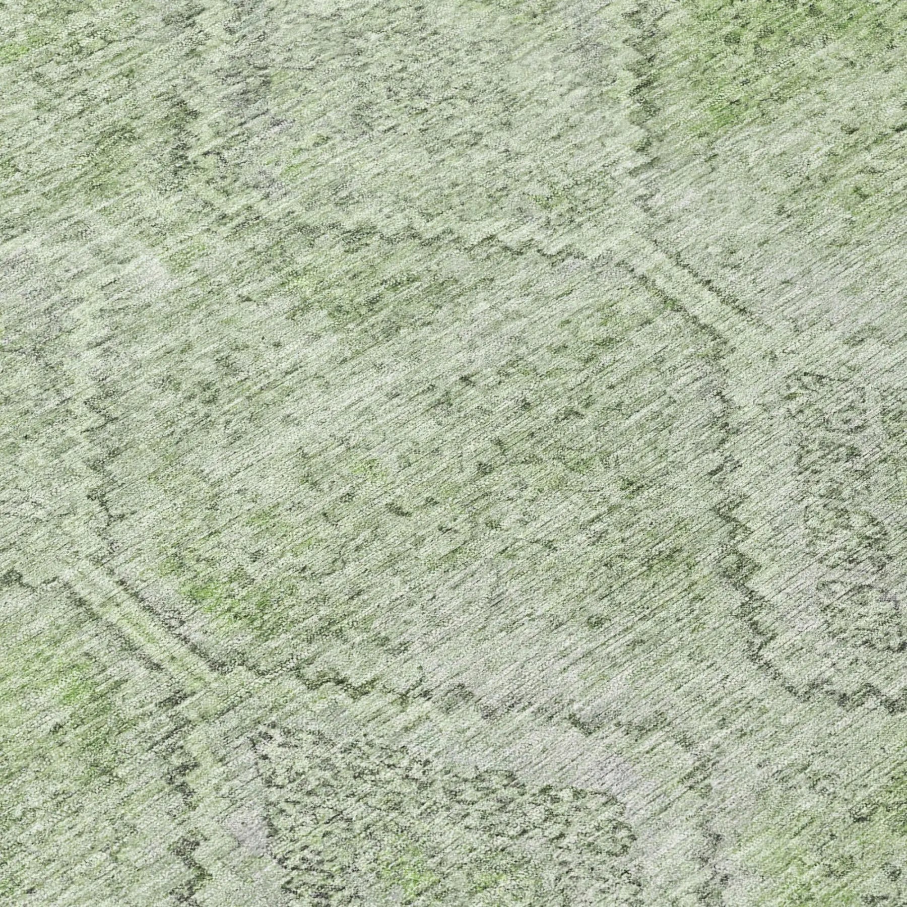 8' Green And Sage Round Geometric Washable Indoor Outdoor Area Rug Homeroots Outdoor