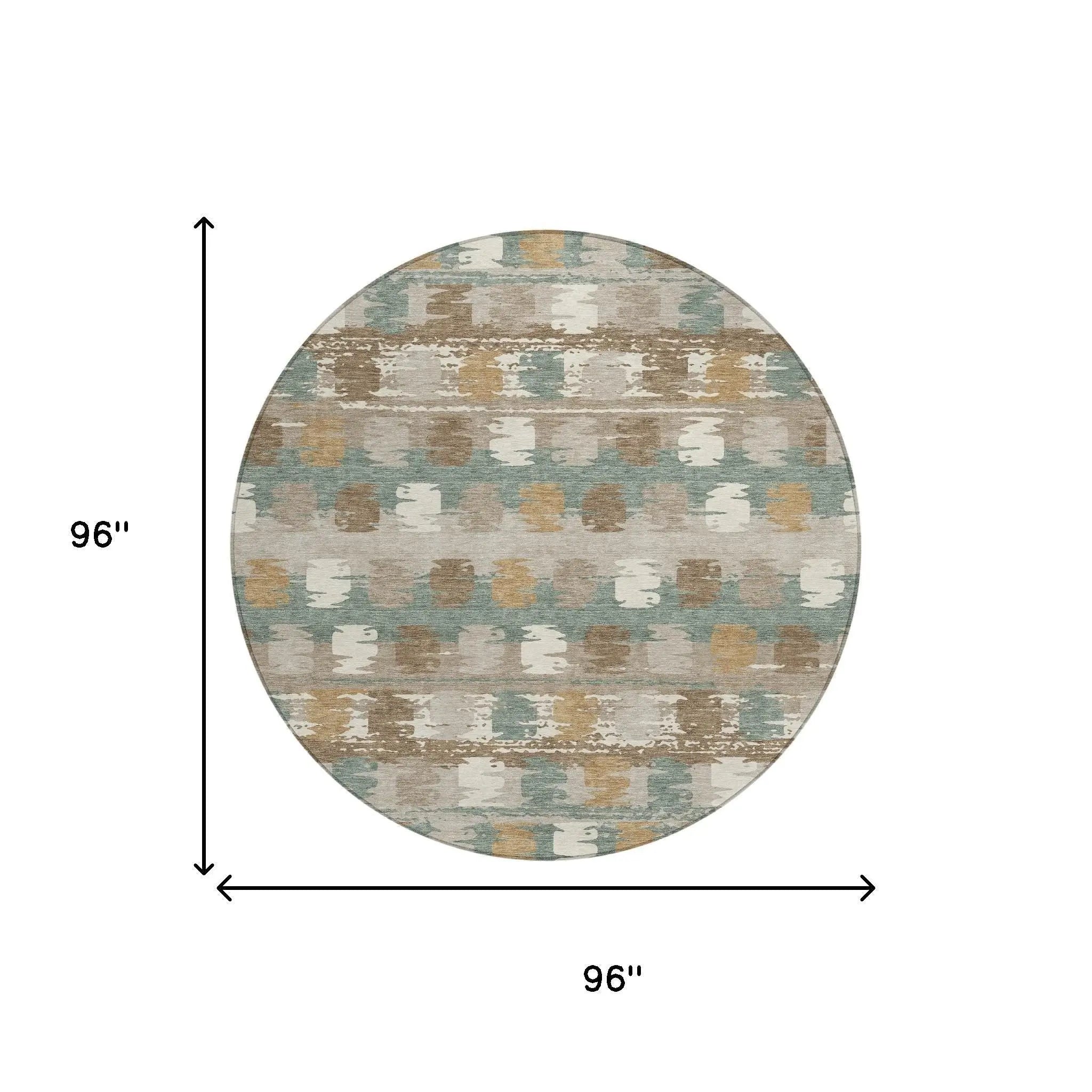 8' Green And Silver Round Abstract Washable Indoor Outdoor Area Rug Homeroots Outdoor