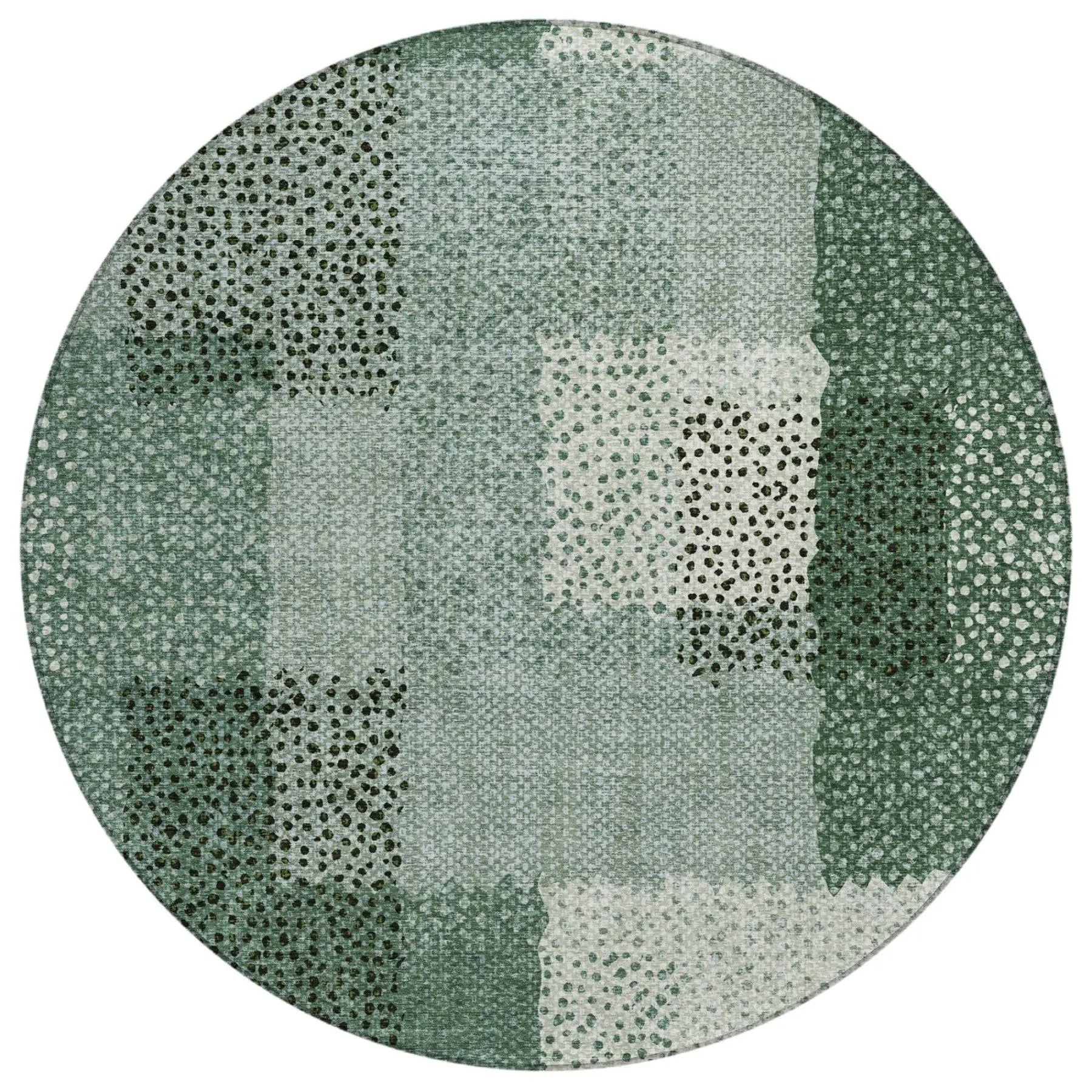 8' Green And Silver Round Abstract Washable Indoor Outdoor Area Rug Homeroots Outdoor