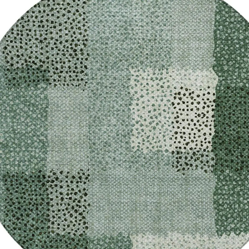 8' Green And Silver Round Abstract Washable Indoor Outdoor Area Rug Homeroots Outdoor