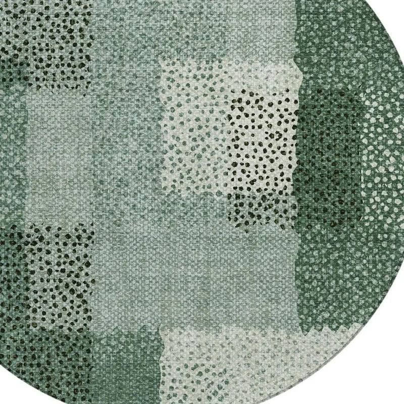 8' Green And Silver Round Abstract Washable Indoor Outdoor Area Rug Homeroots Outdoor