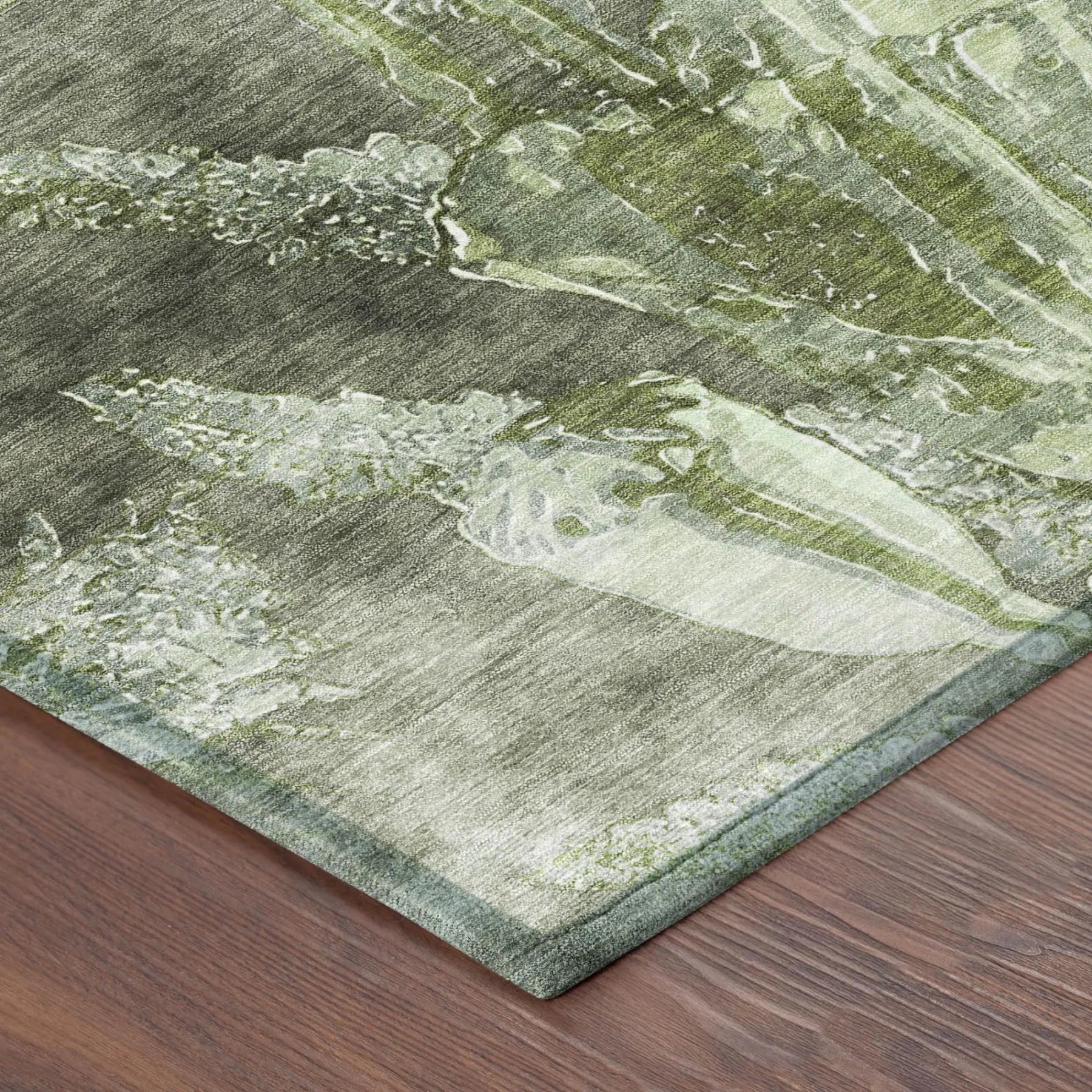 8' Green And Silver Round Floral Washable Indoor Outdoor Area Rug Homeroots Outdoor