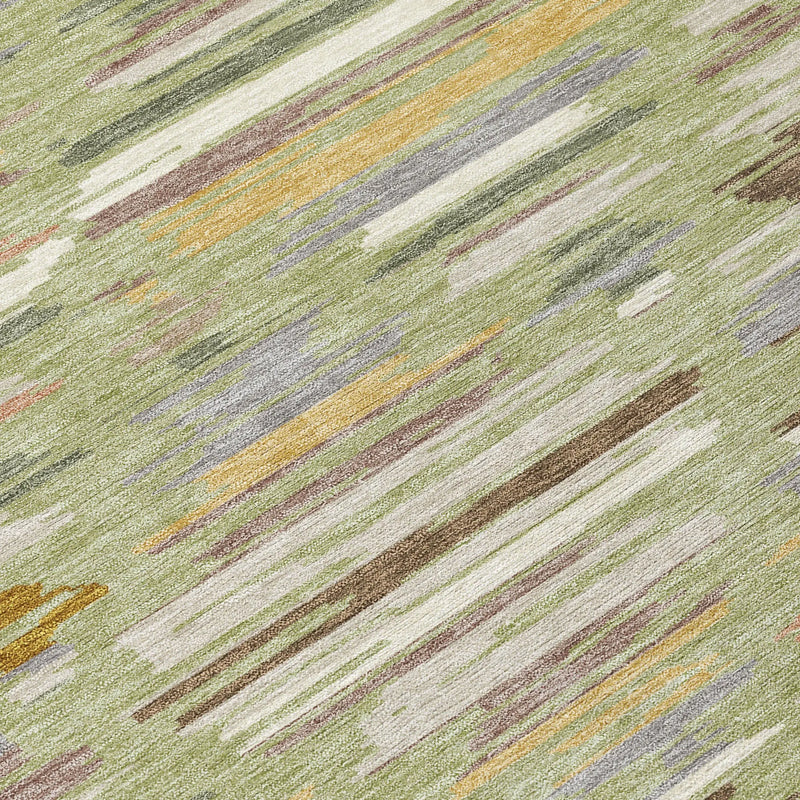 8' Green And Taupe Round Southwestern Washable Indoor Outdoor Area Rug Homeroots Outdoor