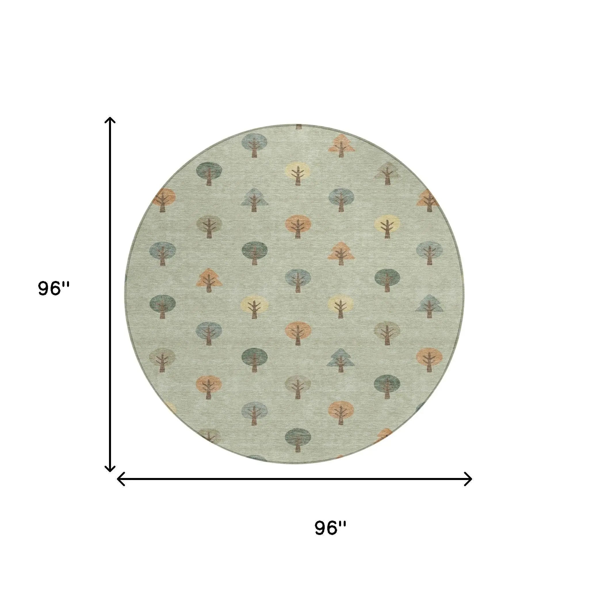 8' Green And Wheat Round Geometric Washable Indoor Outdoor Area Rug Homeroots Outdoor