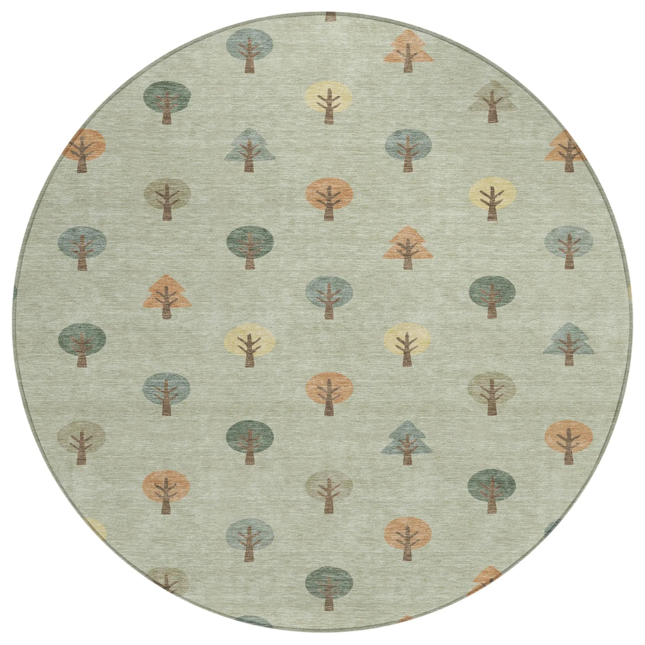 8' Green And Wheat Round Geometric Washable Indoor Outdoor Area Rug Homeroots Outdoor