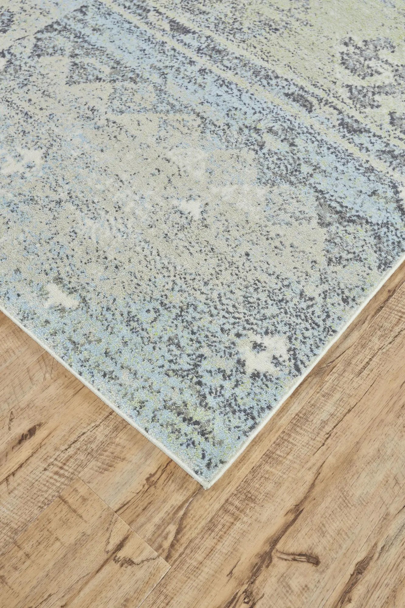 8' Green Blue And Gray Abstract Round Rug Homeroots Home Decor
