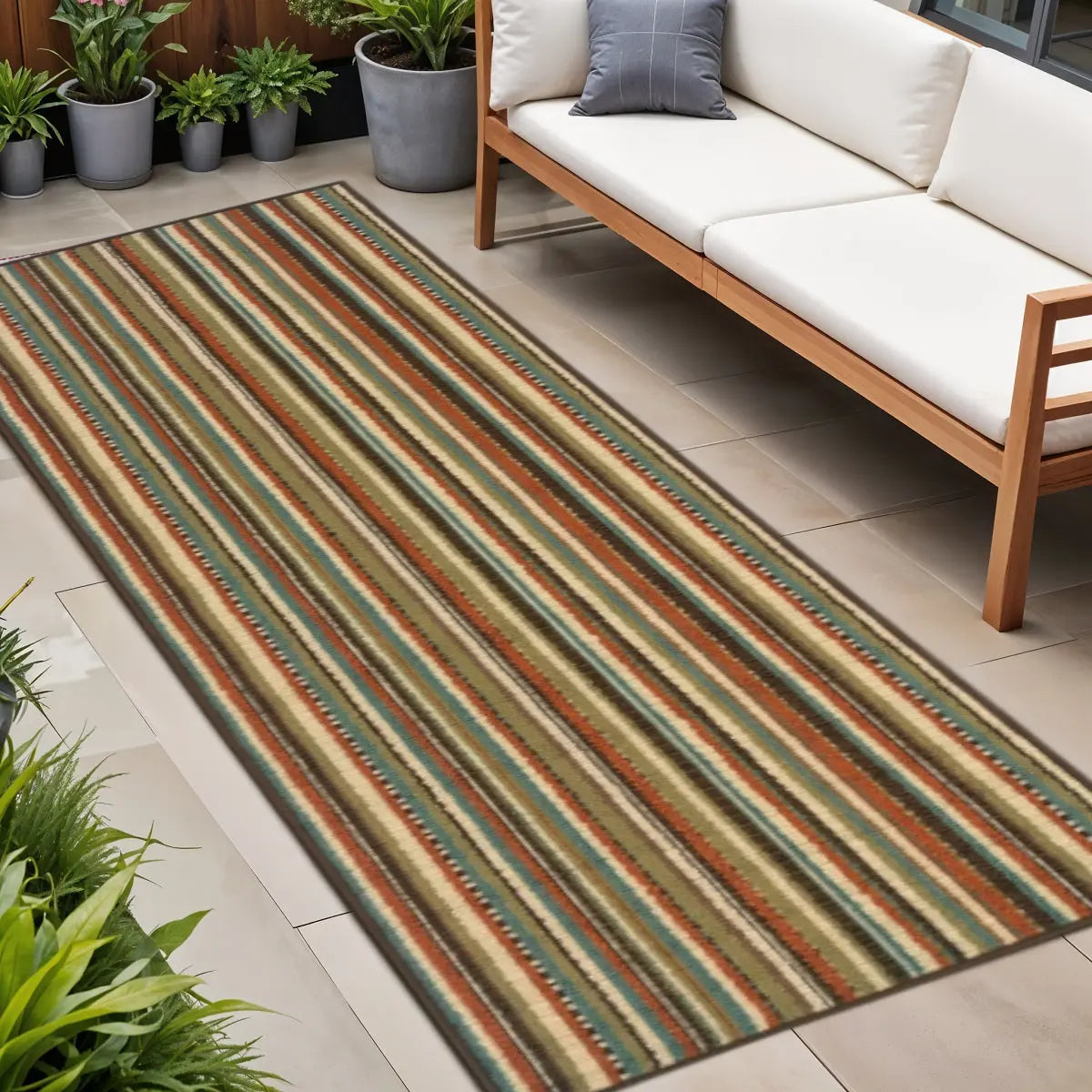 8' Green Indoor Outdoor Runner Rug Homeroots Outdoor