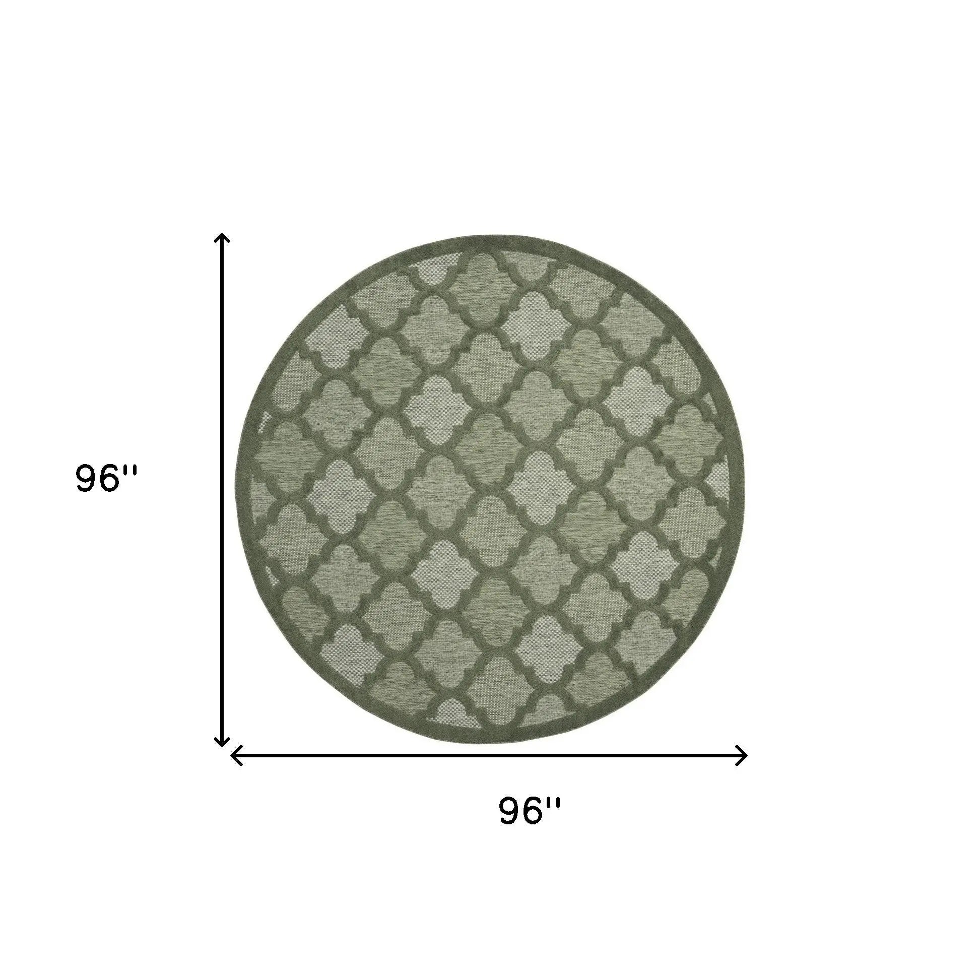 8' Green Round Geometric Indoor Outdoor Area Rug Homeroots Outdoor
