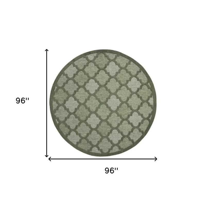 8' Green Round Geometric Indoor Outdoor Area Rug Homeroots Outdoor