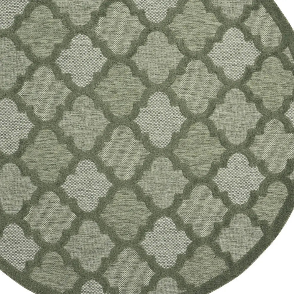 8' Green Round Geometric Indoor Outdoor Area Rug Homeroots Outdoor