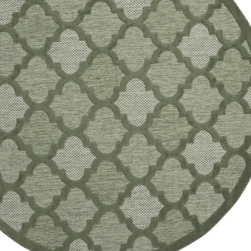 8' Green Round Geometric Indoor Outdoor Area Rug Homeroots Outdoor