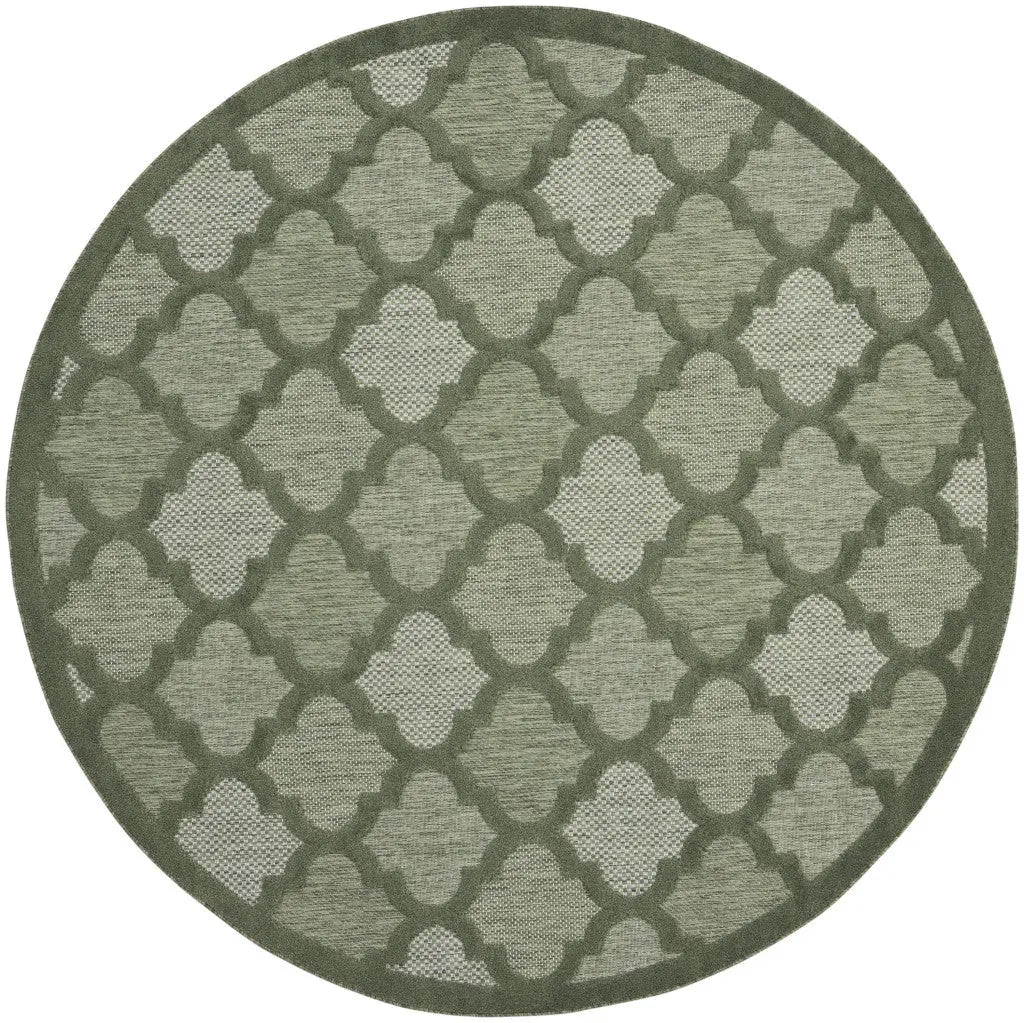 8' Green Round Geometric Indoor Outdoor Area Rug Homeroots Outdoor