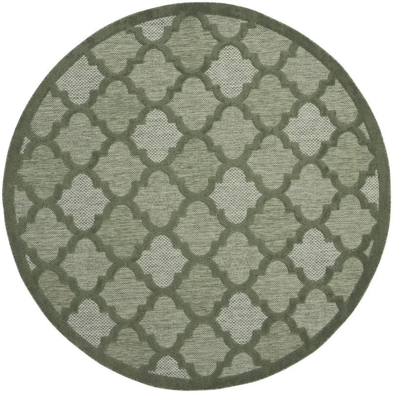8' Green Round Geometric Indoor Outdoor Area Rug Homeroots Outdoor