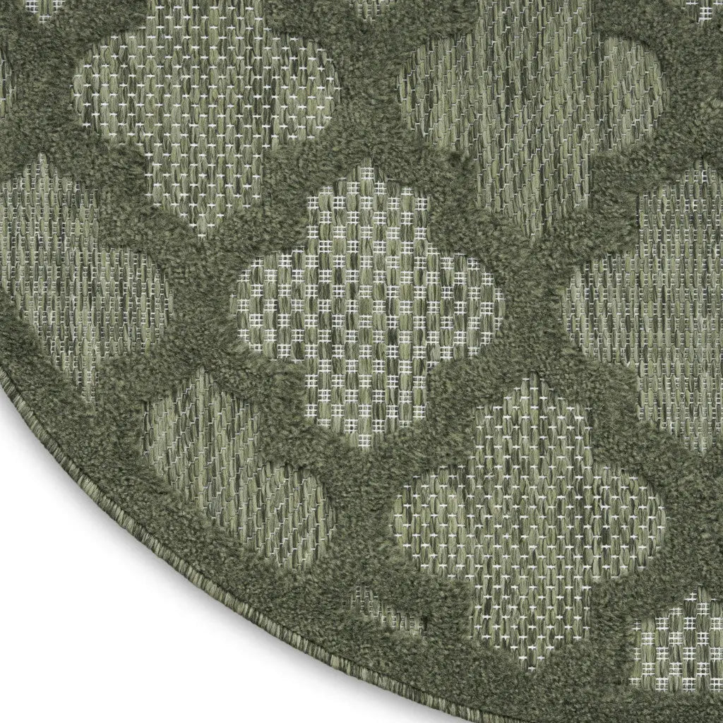 8' Green Round Geometric Indoor Outdoor Area Rug Homeroots Outdoor