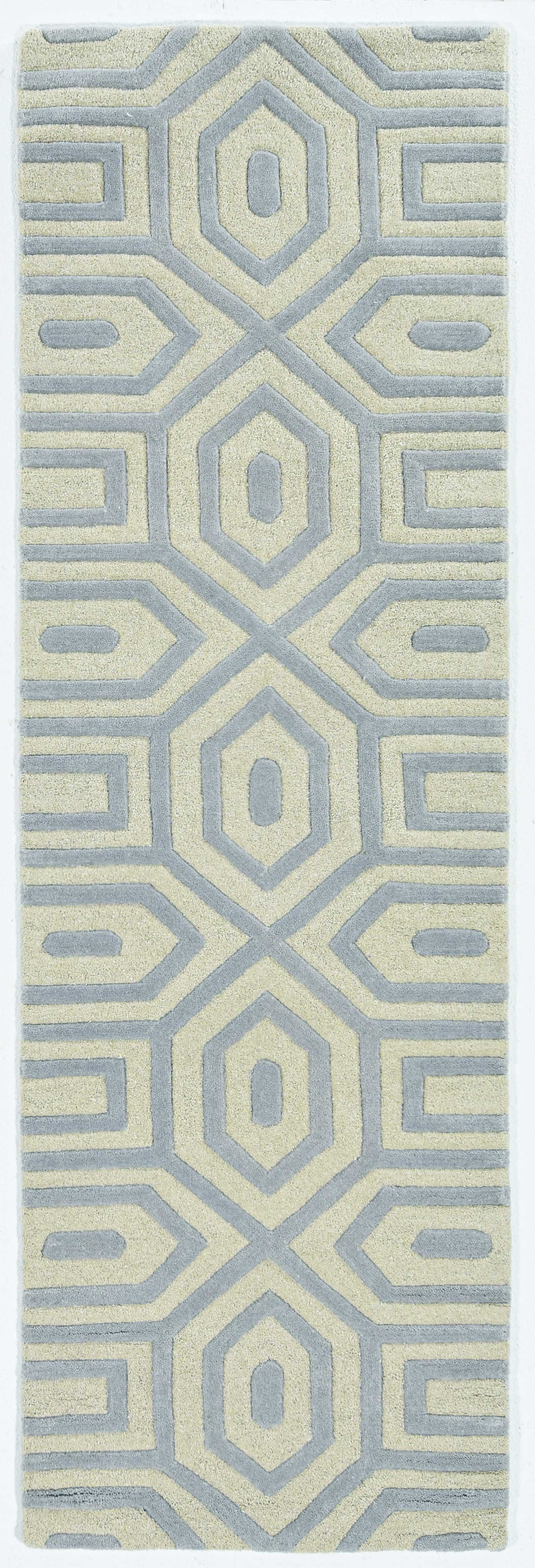 8' Grey Hand Tufted Geometric Indoor Runner Rug Homeroots Home Decor