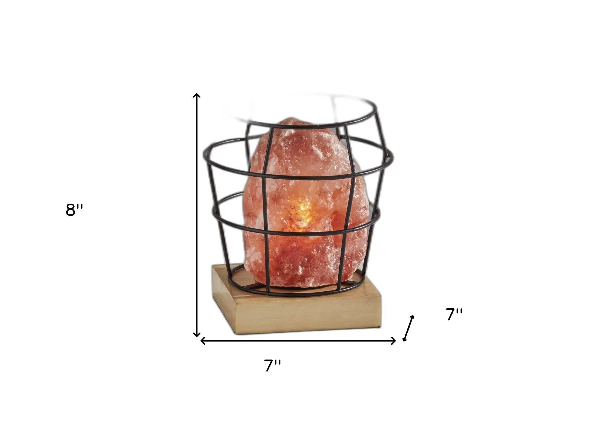 8" Himalayan Salt Accent Lamp With Black Cage Shade Homeroots Lighting