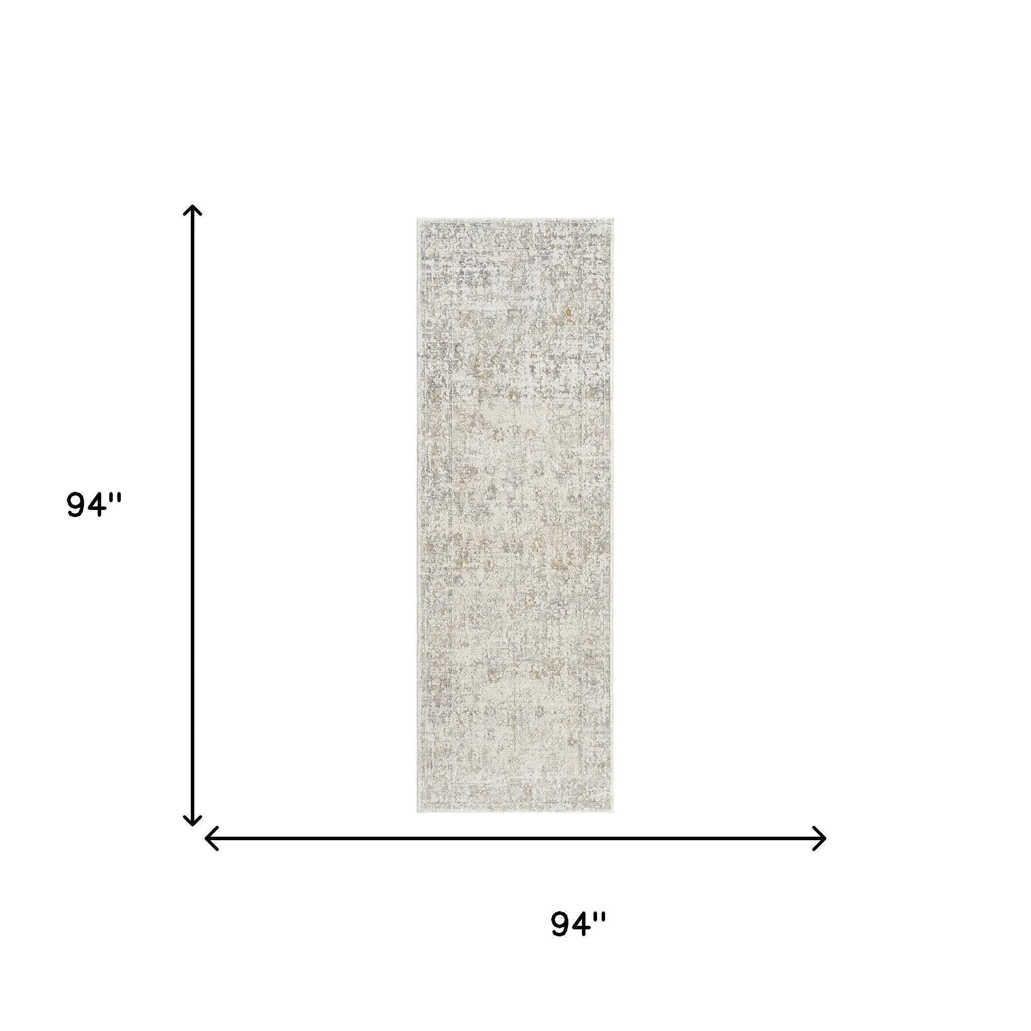 8' Ivory And Beige Abstract Runner Rug Homeroots Home Decor