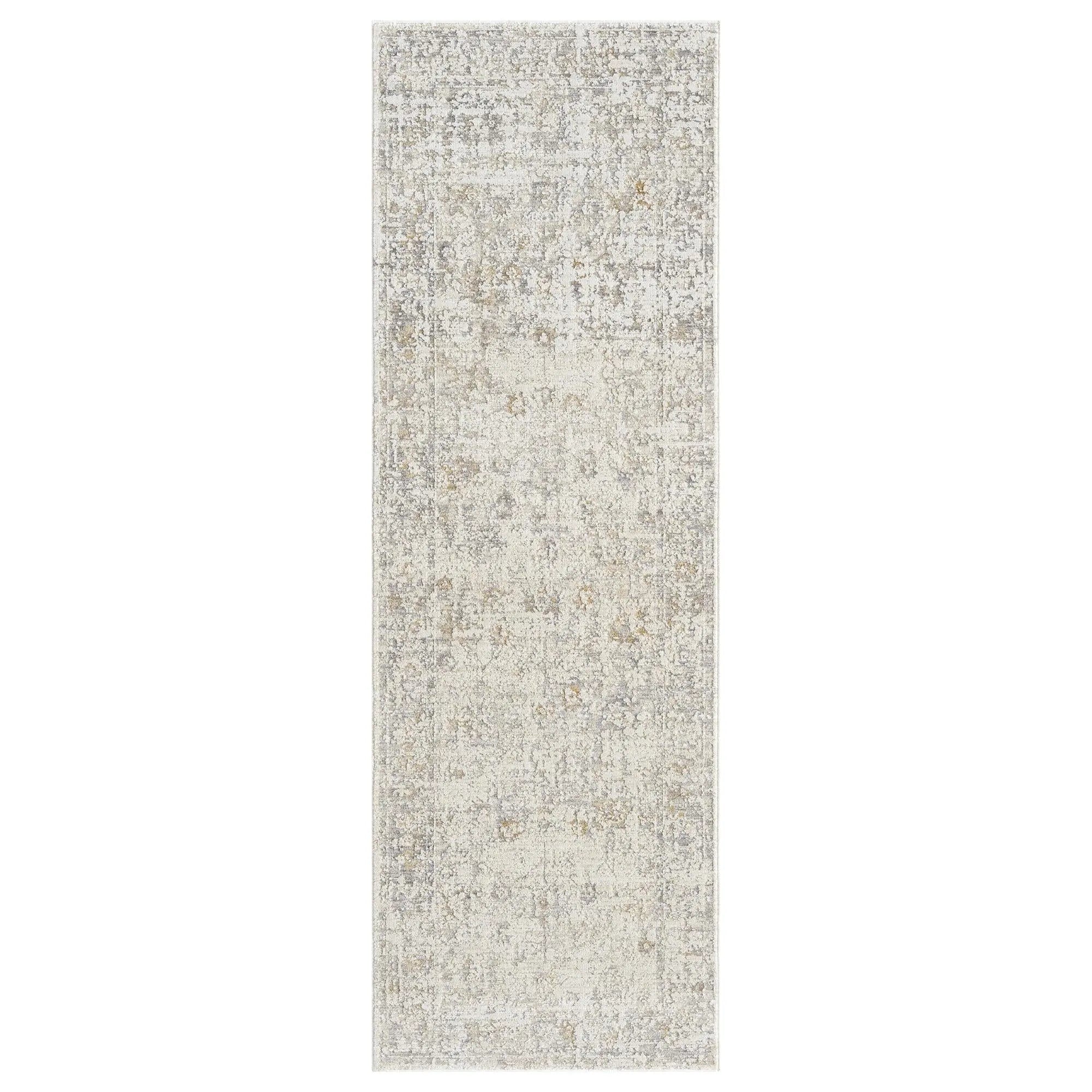 8' Ivory And Beige Abstract Runner Rug Homeroots Home Decor