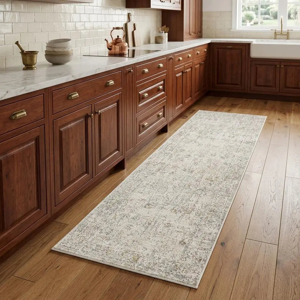 8' Ivory And Beige Abstract Runner Rug Homeroots Home Decor