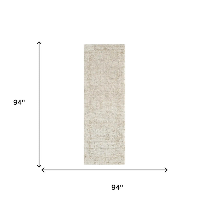 8' Ivory And Beige Abstract Runner Rug Homeroots Home Decor